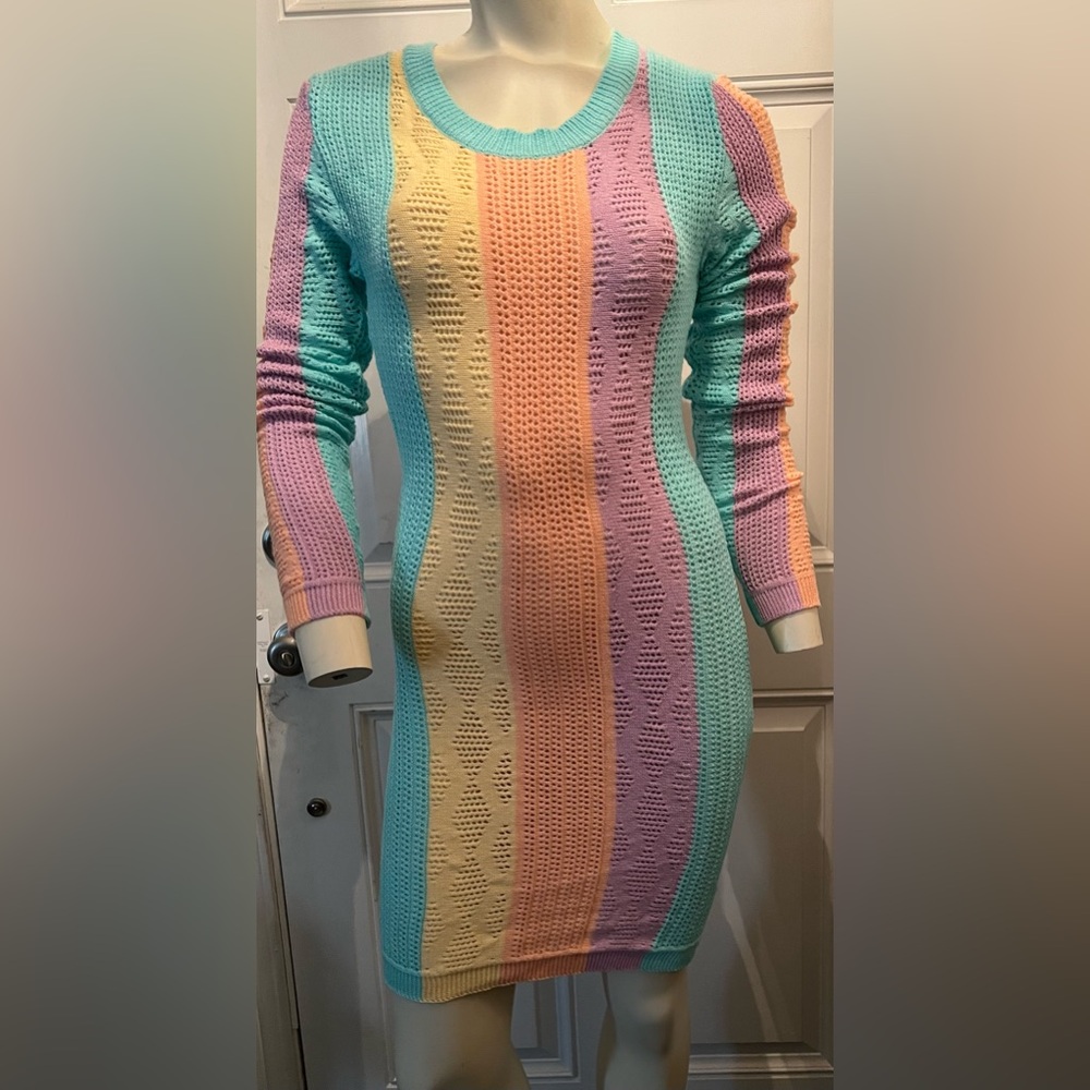 Privy Pastel Striped Long Sleeve Dress